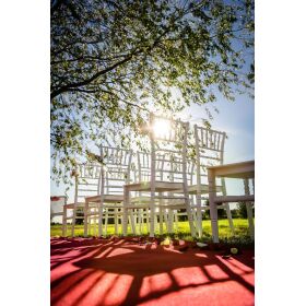 Stacking chair Tiffany gold, polypropylene, 41x43x92cm (WxDxH), not breakable