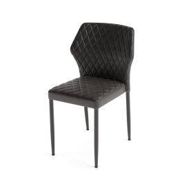 Louis stacking chair black, synthetic leather...
