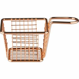 Square frying basket, 100x100x70 mm (WxDxH), copper-colored