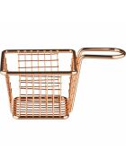 Square frying basket, 100x100x70 mm (WxDxH), copper-colored
