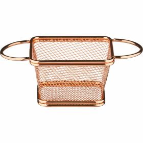 Square frying basket, 100x80x70 mm (WxDxH), copper-colored