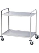 Serving trolley made of stainless steel, with two shelves, 860 x 540 x 940 mm (WxDxH)