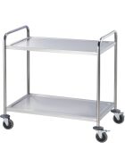 Servierwagen aus Edelstahl, mit zwei Borden, 860 x 540 x 940 mm (BxTxH)