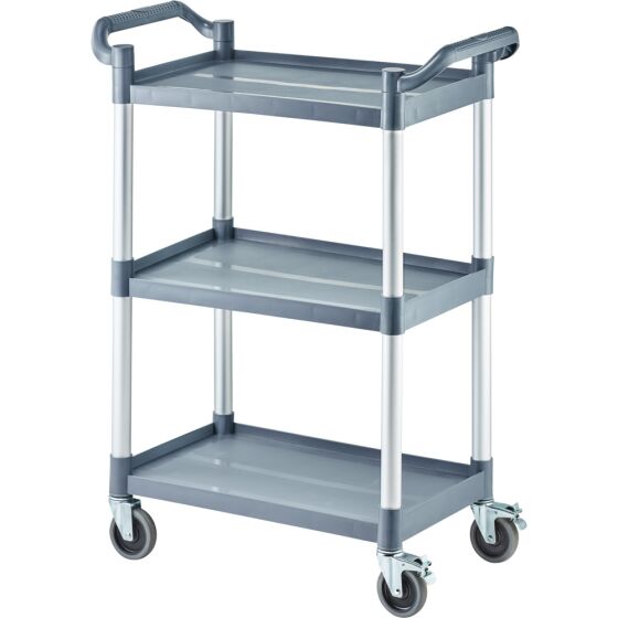 Plastic serving trolley, with three shelves, 860 x 425 x 910 mm (WxDxH)