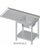 Sink table with base and overhang 1200x700x850 mm, with a basin on the right, with upstand, welded