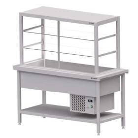 Cold serving with display case and cooling tub W 1570mm
