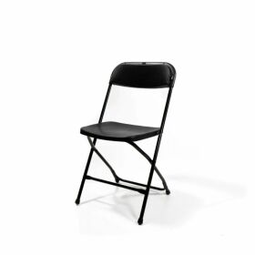 Budget folding chair black / black, foldable and stackable, steel frame, 43x45x80cm (WxDxH), 50160