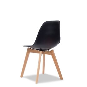 Keeve stacking chair black without armrests, birch wood frame and plastic seat, 47x53x83cm (WxDxH), 505F01SB