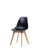 Keeve stacking chair black without armrests, birch wood frame and plastic seat, 47x53x83cm (WxDxH), 505F01SB