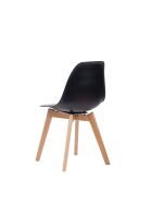 Keeve stacking chair black without armrests, birch wood frame and plastic seat, 47x53x83cm (WxDxH), 505F01SB