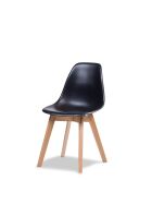 Keeve stacking chair black without armrests, birch wood frame and plastic seat, 47x53x83cm (WxDxH), 505F01SB