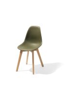 Keeve stacking chair green without armrests, birch wood frame and plastic seat, 47x53x83cm (WxDxH), 505F01SDG