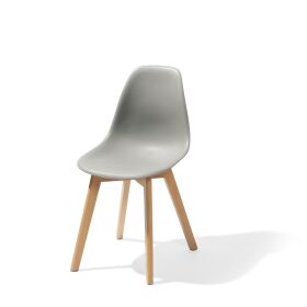 Keeve stacking chair gray without armrests, birch wood frame and plastic seat, 47x53x83cm (WxDxH), 505F01SG