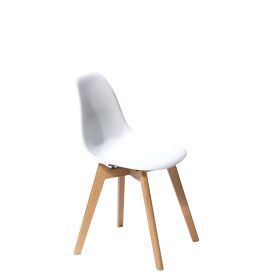 Keeve stacking chair white without armrests, birch wood frame and plastic seat, 47x53x83cm (WxDxH), 505F01SW