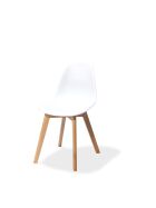 Keeve stacking chair white without armrests, birch wood frame and plastic seat, 47x53x83cm (WxDxH), 505F01SW