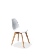 Keeve stacking chair white without armrests, birch wood frame and plastic seat, 47x53x83cm (WxDxH), 505F01SW