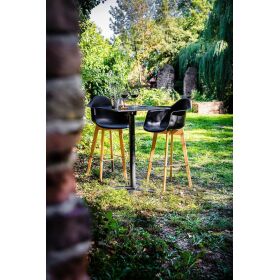 Keeve Barhocker schwarz ohne armlehne, birkenholz gestell und kunststoff sitzfläche, 53x47x119cm (BxTxH), 506F01SB