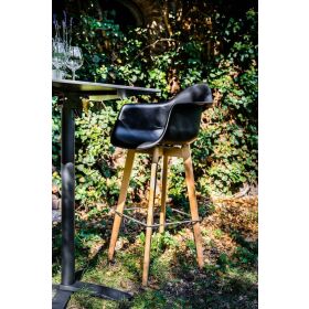 Keeve bar stool black without armrests, birch wood frame and plastic seat, 53x47x119cm (WxDxH), 506F01SB