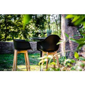 Keeve Barhocker schwarz ohne armlehne, birkenholz gestell und kunststoff sitzfläche, 53x47x119cm (BxTxH), 506F01SB