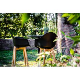 Keeve bar stool gray without armrests, birch wood frame and plastic seat, 53x47x119cm (WxDxH), 506F01SG