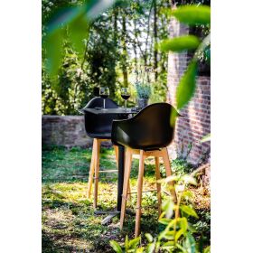 Keeve bar stool gray without armrests, birch wood frame and plastic seat, 53x47x119cm (WxDxH), 506F01SG
