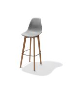 Keeve bar stool gray without armrests, birch wood frame and plastic seat, 53x47x119cm (WxDxH), 506F01SG