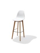 Keeve bar stool white without armrests, birch wood frame and plastic seat, 53x47x119cm (WxDxH), 506F01SW