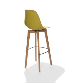 Keeve bar stool yellow without armrests, birch wood frame and plastic seat, 53x47x119cm (WxDxH), 506F01SY