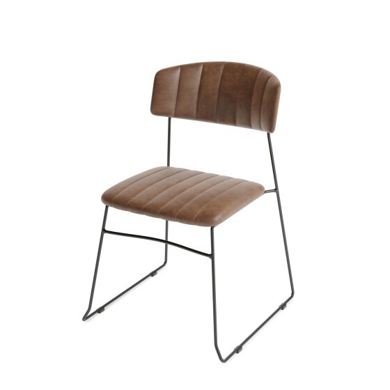 Mundo stacking chair cognac, synthetic leather upholstered, fire-retardant, 54x55x79cm (WxDxH), 53001