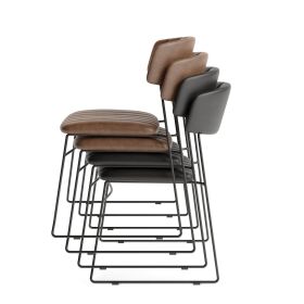 Mundo stacking chair cognac, synthetic leather upholstered, fire-retardant, 54x55x79cm (WxDxH), 53001