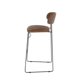 Mundo bar stool cognac, synthetic leather upholstered, fire-retardant, 46.5x49x105cm (WxDxH), 53101