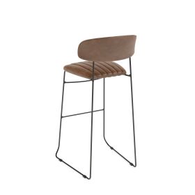 Mundo bar stool cognac, synthetic leather upholstered, fire-retardant, 46.5x49x105cm (WxDxH), 53101