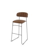 Mundo bar stool cognac, synthetic leather upholstered, fire-retardant, 46.5x49x105cm (WxDxH), 53101