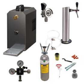 Under-counter dispensing system 25l with stainless steel dispensing column, compensator tap, CO², clock, hoses and keg