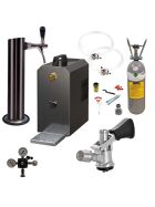 Under-counter dispensing system 25l with stainless steel black dispensing column, compensator tap, CO², clock, hoses and keg