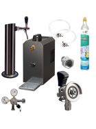 Under-counter dispensing system 25l with stainless steel black dispensing column, compensator tap, CO², clock, hoses and keg