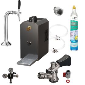 Untertheke Zapfanlage 35l mit Schanksäule Classic, Kompensatorschankhahn, CO², Uhr, Schläuchen und Keg
