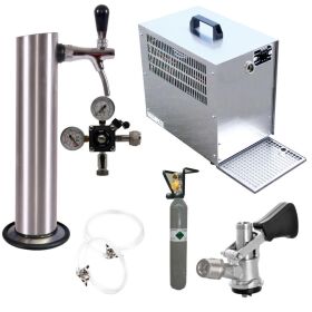 Under-counter - dispensing system 60l with stainless steel dispensing column, compensator tap, CO², clock, hoses and keg