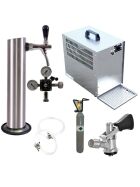 Under-counter - dispensing system 60l with stainless steel dispensing column, compensator tap, CO², clock, hoses and keg