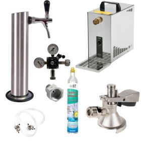 Under-counter complete set 30ltr with stainless steel tubular column Flachkeg(A) 425g Soda
