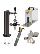 Under-counter complete set 30ltr with black stainless steel tubular column Flachkeg(A) 500g