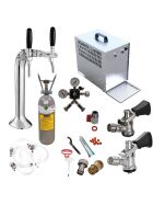 Zapfanlage Untertheke 2 leitig  60l mit Schanksäule Classic, Kompensatorschankhahn, CO², Uhr, Schläuchen und Kegs