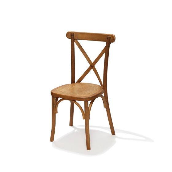 Crossback Stapelstuhl massivholz, helles Braun, 48x47x88cm (BxTxH), 50100