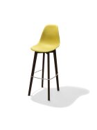 Keeve Barhocker gelb ohne armlehne, dunkeln birkenholz gestell und kunststoff sitzfläche, 53x47x119cm (BxTxH), 506FD01SY