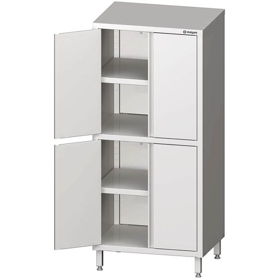 Stalgast Edelstahl Hochschrank mit Flügeltüren, 800x600x1800 mm, mit zwei Schrankräumen, verschweißt