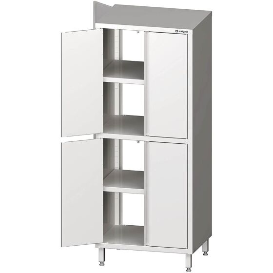 Stalgast Edelstahl Durchreiche-Hochschrank mit Flügeltüren, 900x500x2000 mm, mit zwei Schrankräumen, verschweißt
