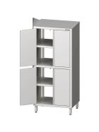 Stalgast Edelstahl Durchreiche-Hochschrank mit Flügeltüren, 900x600x1800 mm, mit zwei Schrankräumen, verschweißt