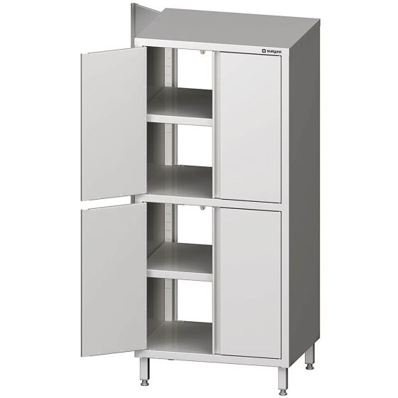Stalgast Edelstahl Durchreiche-Hochschrank mit Flügeltüren, 900x700x1800 mm, mit zwei Schrankräumen, verschweißt