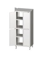 Stalgast Edelstahl Durchreiche-Hochschrank mit Flügeltüren, 900x700x2000 mm, mit zwei Schrankräumen, verschweißt