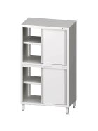 Stalgast Edelstahl Durchreiche-Hochschrank mit Schiebetüren, 1100x700x1800 mm, mit zwei Schrankräumen, verschweißt
